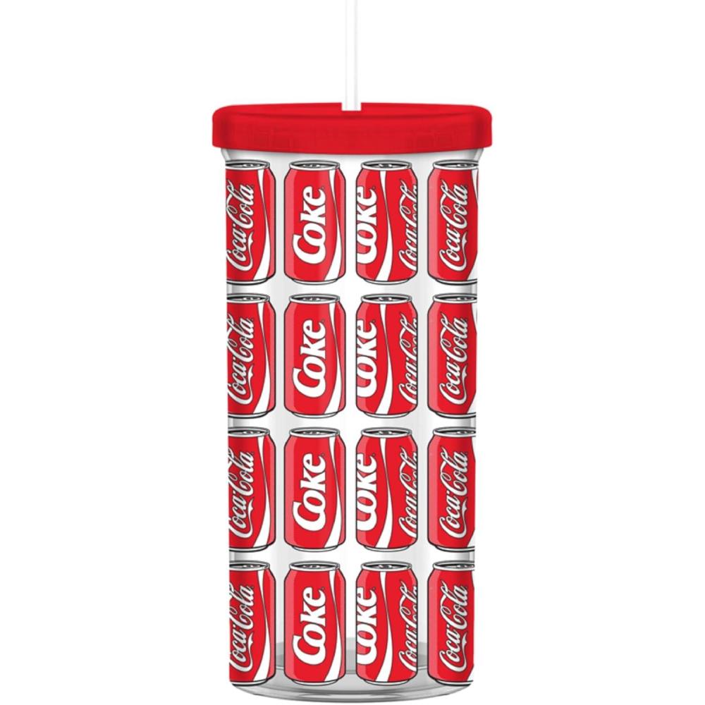 imageSilver Buffalo Disney Lilo and Stitch Tropical Pattern Plastic Tall Cold Cup with Lid and Straw 20 OuncesCoca Cola