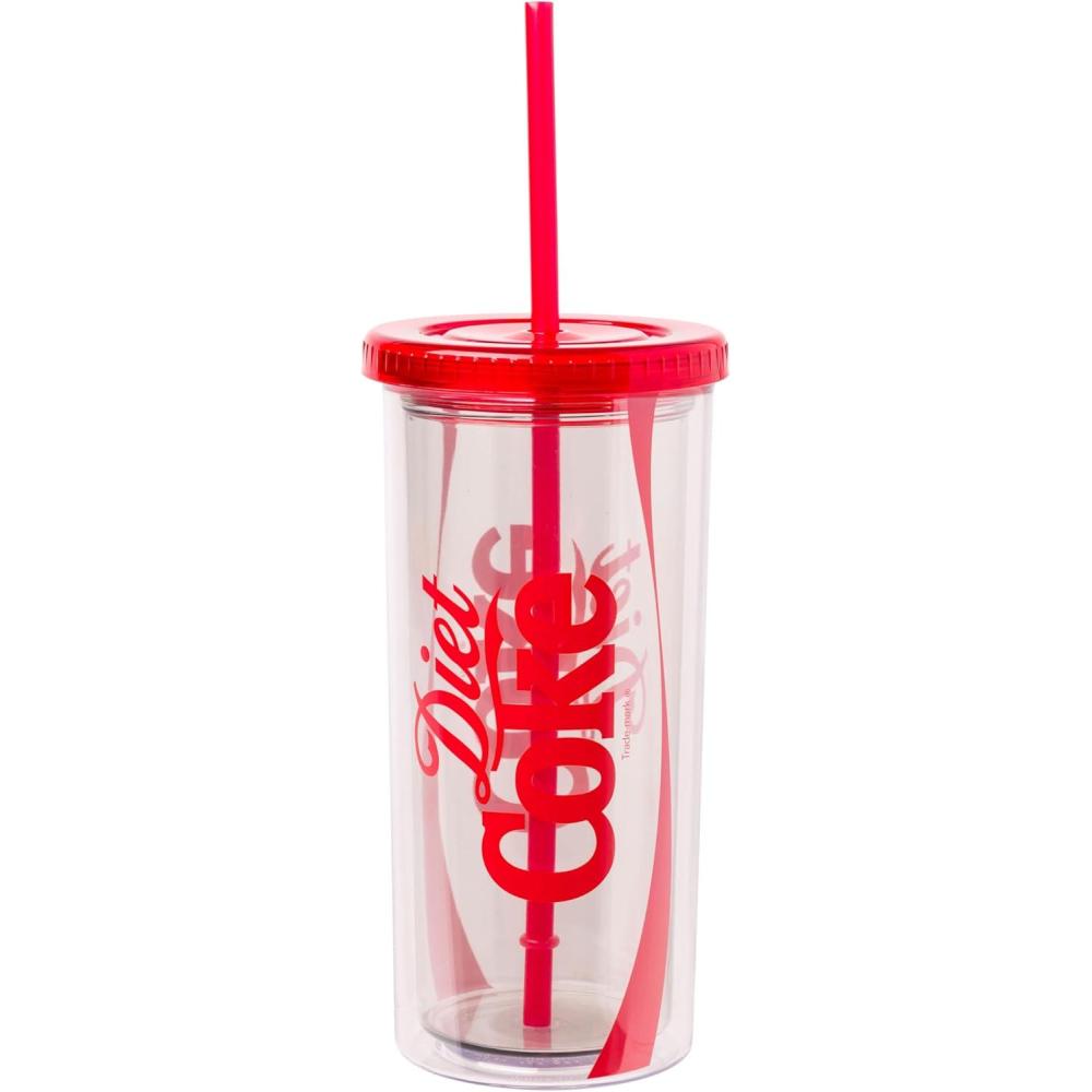 imageSilver Buffalo Disney Lilo and Stitch Tropical Pattern Plastic Tall Cold Cup with Lid and Straw 20 OuncesCoca Cola Diet Coke