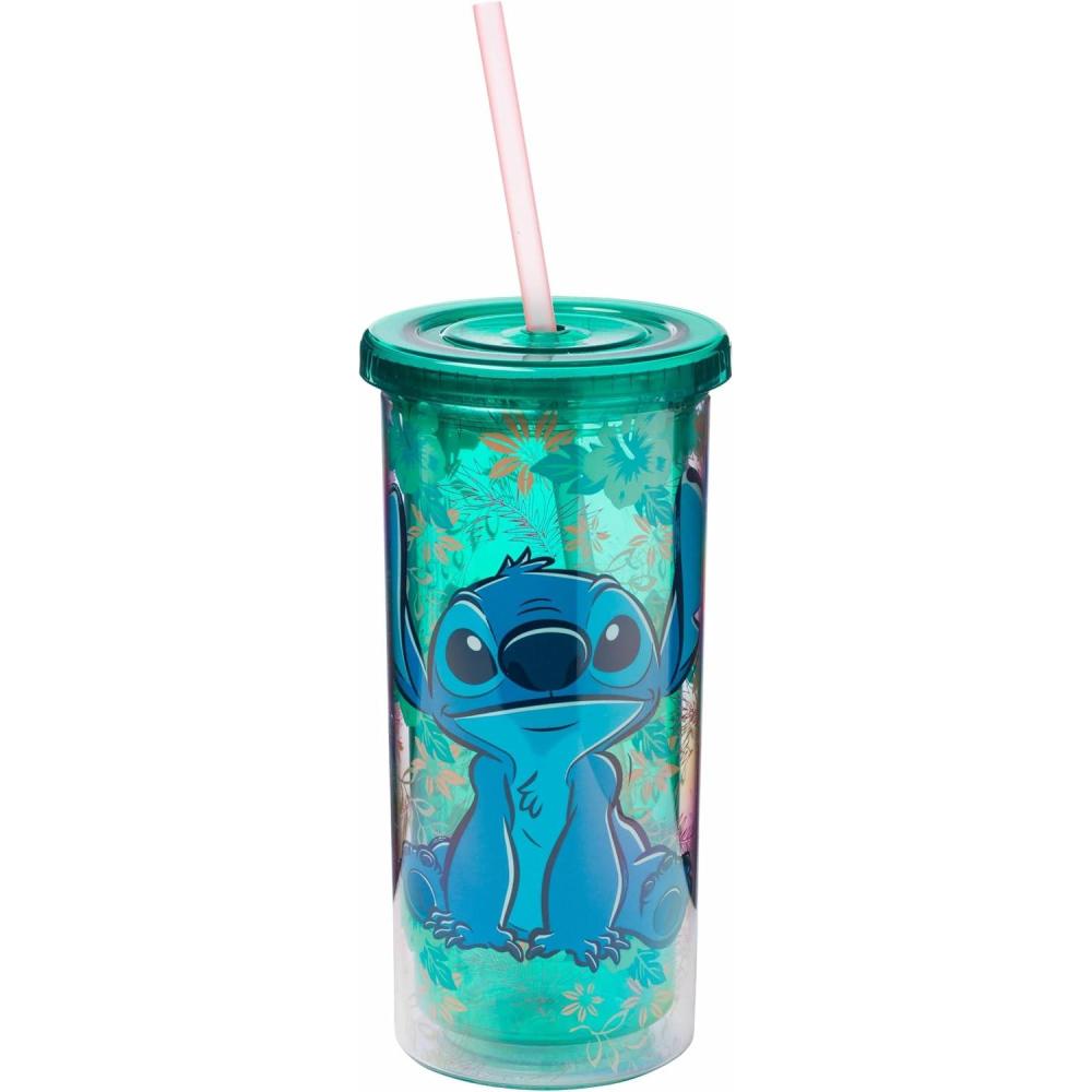 imageSilver Buffalo Disney Lilo and Stitch Tropical Pattern Plastic Tall Cold Cup with Lid and Straw 20 OuncesLilo and Stitch Sitting Tropical