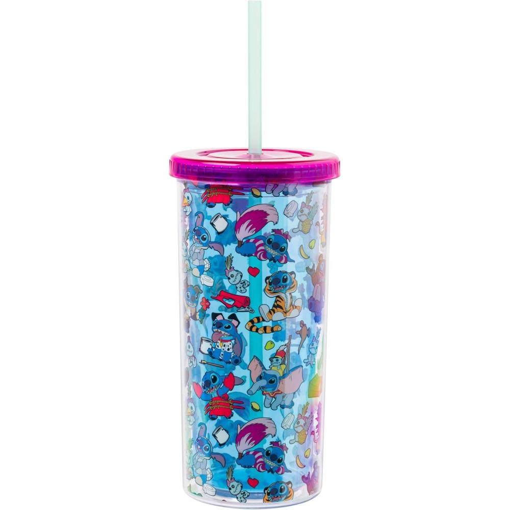 imageSilver Buffalo Disney Lilo and Stitch Tropical Pattern Plastic Tall Cold Cup with Lid and Straw 20 OuncesLilo and Stitch in Other Disney Character Costumes