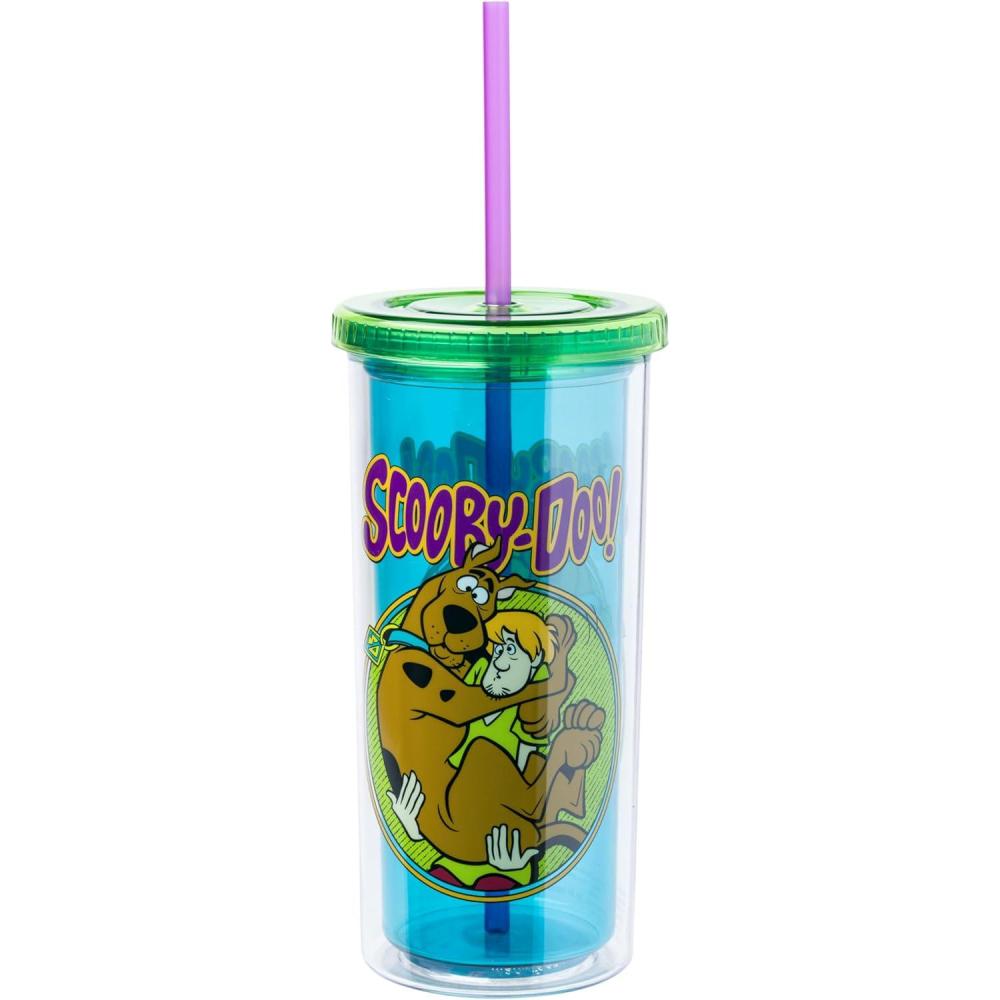 imageSilver Buffalo Disney Lilo and Stitch Tropical Pattern Plastic Tall Cold Cup with Lid and Straw 20 OuncesScooby Doo