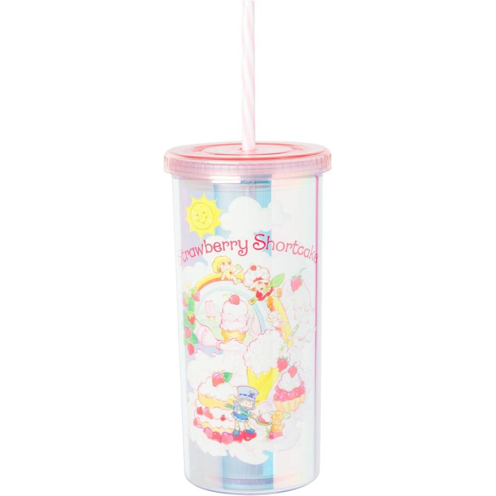 imageSilver Buffalo Disney Lilo and Stitch Tropical Pattern Plastic Tall Cold Cup with Lid and Straw 20 OuncesStrawberry Shortcake Sweets
