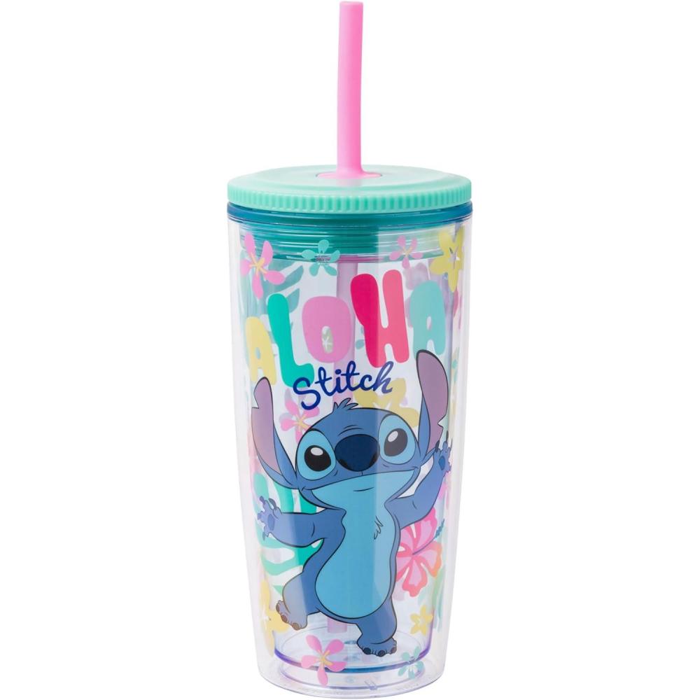 imageSilver Buffalo Disney Lilo and Stitch Tropical Sitting Stitch Double Walled Stainless Steel Water Bottle 25 Ounces20oz Aloha Stitch