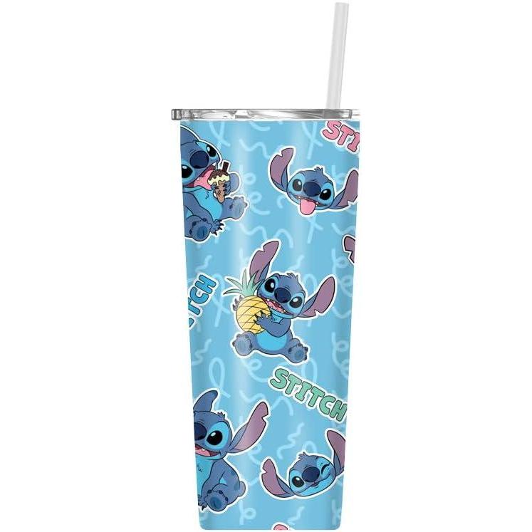 imageSilver Buffalo Disney Lilo and Stitch Tropical Sitting Stitch Double Walled Stainless Steel Water Bottle 25 Ounces22oz Stitch Snacking and Expressions