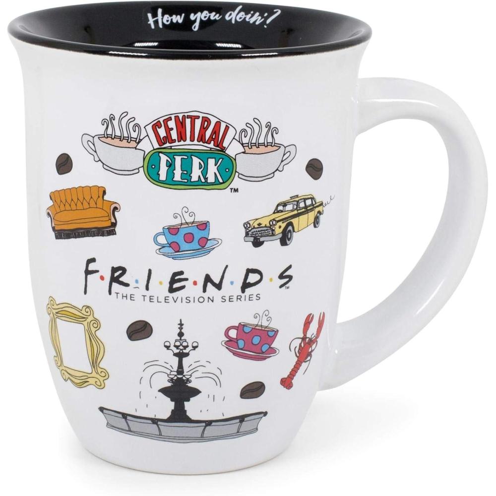 imageSilver Buffalo Friends Central Perk Smelly Cat Large Ceramic CamperStyle Coffee Mug for Cappuccino Latte Hot Cocoa or Hot Tea 20 Ounces16oz Central Perk Logo Wide Rim Mug