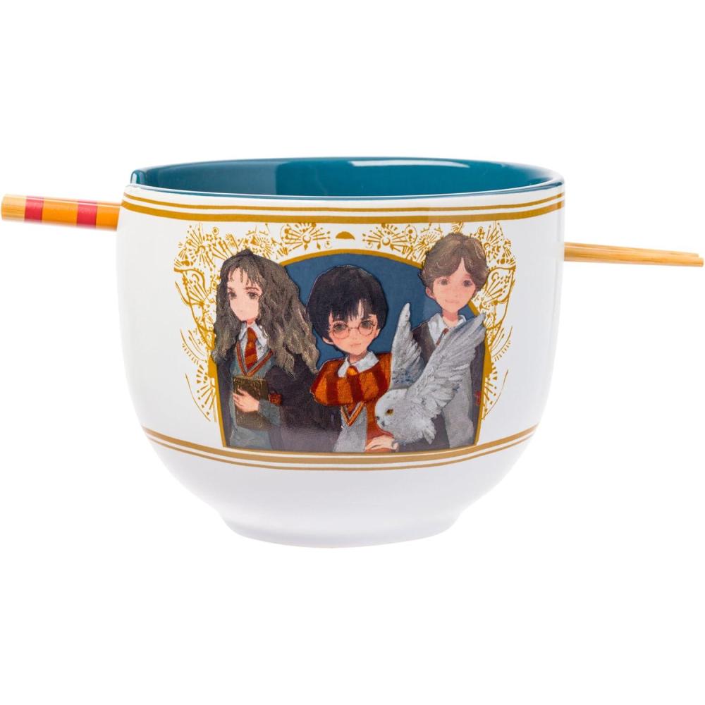 imageSilver Buffalo Harry Potter Icons Ceramic Ramen Noodle Rice Bowl with Chopsticks Microwave Safe 20 OuncesHarry Potter Anime