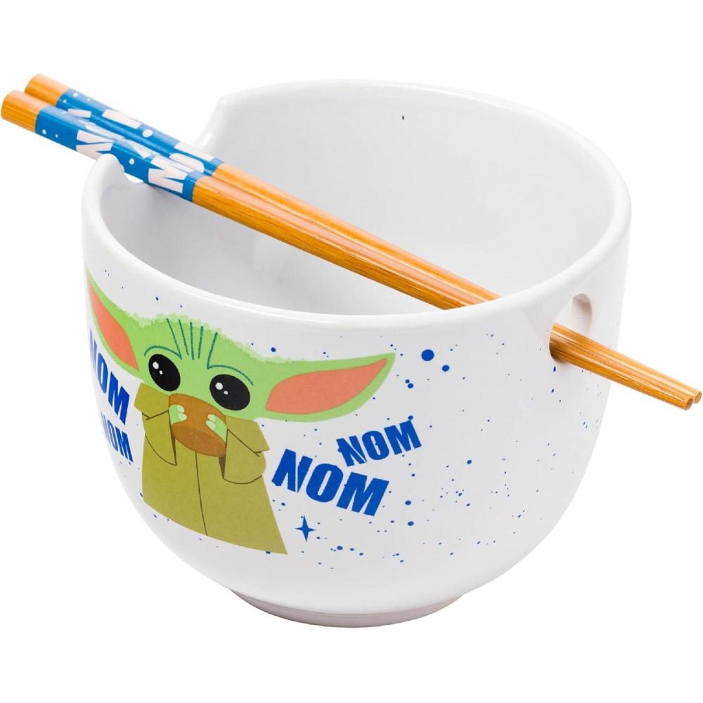 imageSilver Buffalo Harry Potter Icons Ceramic Ramen Noodle Rice Bowl with Chopsticks Microwave Safe 20 OuncesMandalorian Baby Yoda Grogu