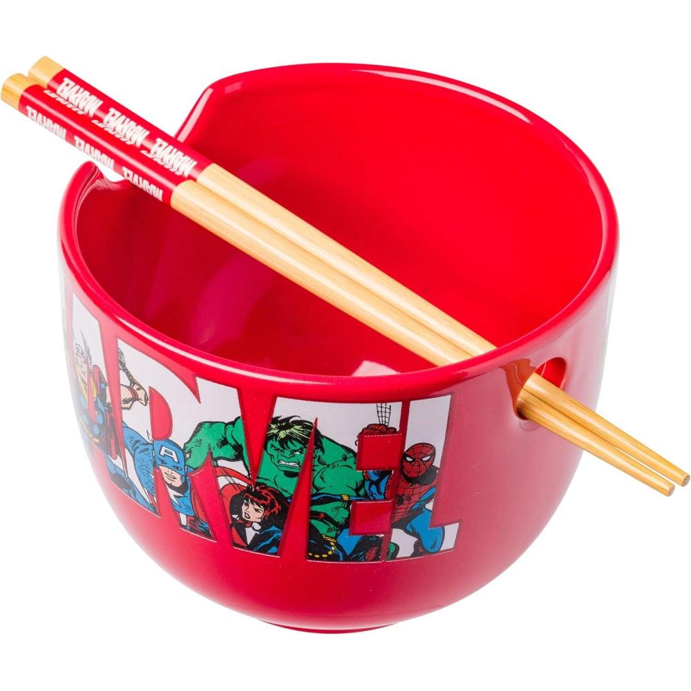 imageSilver Buffalo Harry Potter Icons Ceramic Ramen Noodle Rice Bowl with Chopsticks Microwave Safe 20 OuncesMarvel Comics Retro Characters
