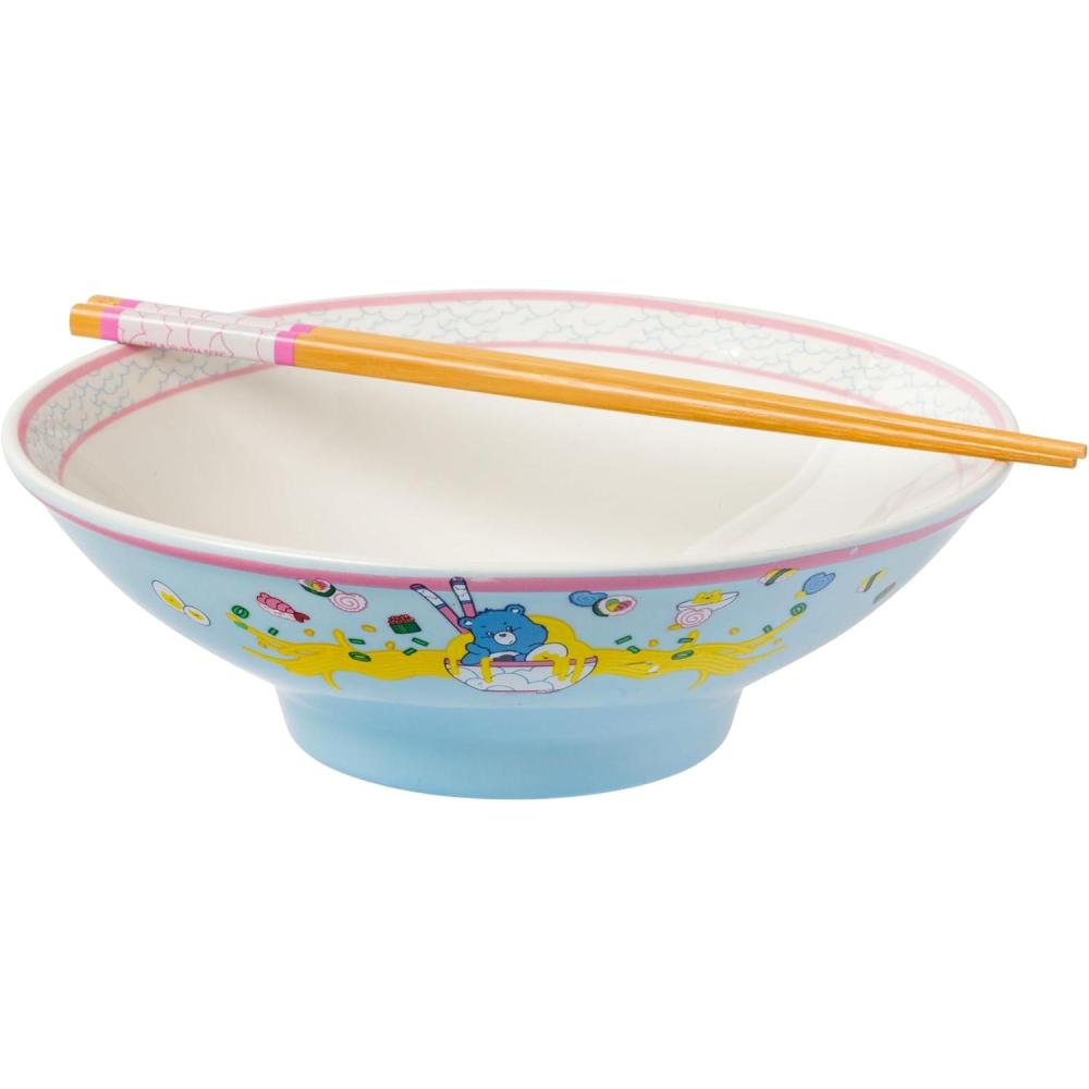 imageSilver Buffalo Pokemon Pokeball Ceramic Ramen Noodle Bowl with Chopsticks Microwave Safe 20 OuncesCare Bears Grumpy Bear Eating Big