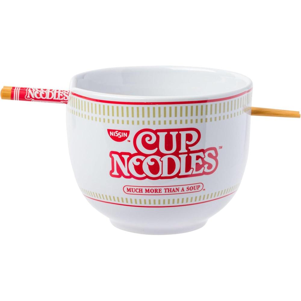 imageSilver Buffalo Pokemon Pokeball Ceramic Ramen Noodle Bowl with Chopsticks Microwave Safe 20 OuncesCup Noodles Logo