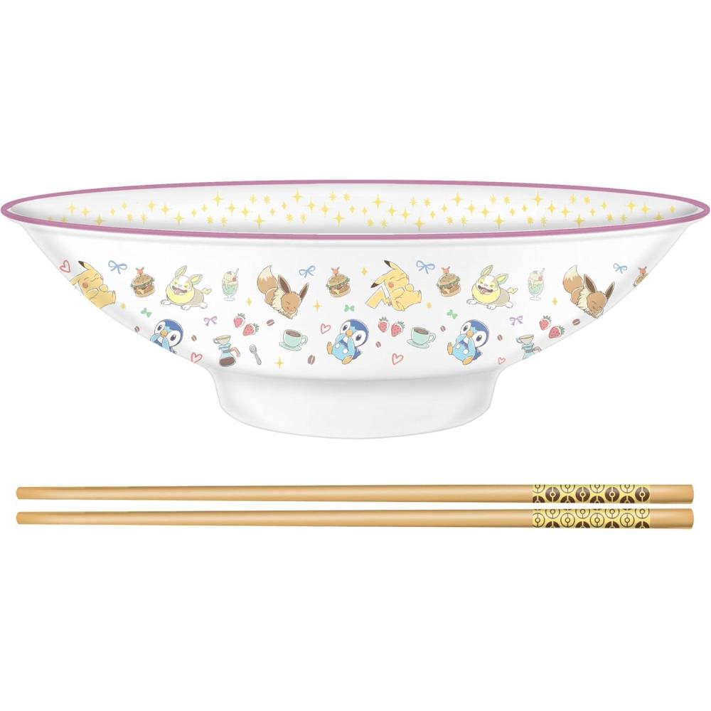 imageSilver Buffalo Pokemon Pokeball Ceramic Ramen Noodle Bowl with Chopsticks Microwave Safe 20 OuncesPokemon Cafe Food and Character Pattern Big