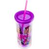 Silver Buffalo Disney Lilo and Stitch Tropical Pattern Plastic Tall Cold Cup with Lid and Straw, 20 Ounces(Bratz Grid)