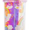 Silver Buffalo Disney Lilo and Stitch Tropical Pattern Plastic Tall Cold Cup with Lid and Straw, 20 Ounces(Care Bears Iridescent)