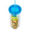 Silver Buffalo Disney Lilo and Stitch Tropical Pattern Plastic Tall Cold Cup with Lid and Straw, 20 Ounces(Krabby Patties)