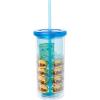 Silver Buffalo Disney Lilo and Stitch Tropical Pattern Plastic Tall Cold Cup with Lid and Straw, 20 Ounces(Krabby Patties)