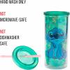 Silver Buffalo Disney Lilo and Stitch Tropical Pattern Plastic Tall Cold Cup with Lid and Straw, 20 Ounces(Lilo and Stitch Sitting Tropical)