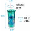Silver Buffalo Disney Lilo and Stitch Tropical Pattern Plastic Tall Cold Cup with Lid and Straw, 20 Ounces(Lilo and Stitch Sitting Tropical)