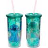Silver Buffalo Disney Lilo and Stitch Tropical Pattern Plastic Tall Cold Cup with Lid and Straw, 20 Ounces(Lilo and Stitch Sitting Tropical)