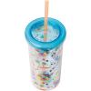 Silver Buffalo Disney Lilo and Stitch Tropical Pattern Plastic Tall Cold Cup with Lid and Straw, 20 Ounces(Lilo and Stitch in Floatie)