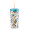 Silver Buffalo Disney Lilo and Stitch Tropical Pattern Plastic Tall Cold Cup with Lid and Straw, 20 Ounces(Lilo and Stitch in Floatie)