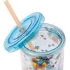 Silver Buffalo Disney Lilo and Stitch Tropical Pattern Plastic Tall Cold Cup with Lid and Straw, 20 Ounces(Lilo and Stitch in Floatie)