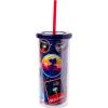 Silver Buffalo Disney Lilo and Stitch Tropical Pattern Plastic Tall Cold Cup with Lid and Straw, 20 Ounces(Peanuts Snoopy Space)