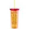 Silver Buffalo Disney Lilo and Stitch Tropical Pattern Plastic Tall Cold Cup with Lid and Straw, 20 Ounces(Shrek Beware Ogre)