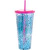 Silver Buffalo Disney Lilo and Stitch Tropical Pattern Plastic Tall Cold Cup with Lid and Straw, 20 Ounces(The Powerpuff Girls (Big))