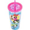 Silver Buffalo Disney Lilo and Stitch Tropical Pattern Plastic Tall Cold Cup with Lid and Straw, 20 Ounces(The Powerpuff Girls (Big))