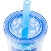 Silver Buffalo Disney Lilo and Stitch Tropical Sitting Stitch Double Walled Stainless Steel Water Bottle, 25 Ounces(24oz Cool Sunglasses Just Chill Boba Straw)