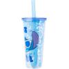 Silver Buffalo Disney Lilo and Stitch Tropical Sitting Stitch Double Walled Stainless Steel Water Bottle, 25 Ounces(24oz Cool Sunglasses Just Chill Boba Straw)
