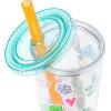 Silver Buffalo Disney Lilo and Stitch Tropical Sitting Stitch Double Walled Stainless Steel Water Bottle, 25 Ounces(24oz Stitch Cute Decals Boba Straw)