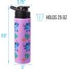 Silver Buffalo Disney Lilo and Stitch Tropical Sitting Stitch Double Walled Stainless Steel Water Bottle, 25 Ounces(25oz Lilo and Stitch Purple Tropical)