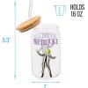 Silver Buffalo Disney Villains Featuring Scar, Maleficent, Ursula, Evil Queen, and Hades Chrome Glass Jar Tumbler with Bamboo Lid and Glass Straw, 16 Ounces(Beetlejuice)