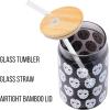 Silver Buffalo Disney Villains Featuring Scar, Maleficent, Ursula, Evil Queen, and Hades Chrome Glass Jar Tumbler with Bamboo Lid and Glass Straw, 16 Ounces(Friday the 13th)