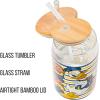 Silver Buffalo Disney Villains Featuring Scar, Maleficent, Ursula, Evil Queen, and Hades Chrome Glass Jar Tumbler with Bamboo Lid and Glass Straw, 16 Ounces(Donald Duck)