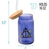 Silver Buffalo Disney Villains Featuring Scar, Maleficent, Ursula, Evil Queen, and Hades Chrome Glass Jar Tumbler with Bamboo Lid and Glass Straw, 16 Ounces(Harry Potter: The Deathly Hallows)
