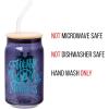 Silver Buffalo Disney Villains Featuring Scar, Maleficent, Ursula, Evil Queen, and Hades Chrome Glass Jar Tumbler with Bamboo Lid and Glass Straw, 16 Ounces(Haunted Mansion Foolish Mortals)