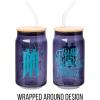 Silver Buffalo Disney Villains Featuring Scar, Maleficent, Ursula, Evil Queen, and Hades Chrome Glass Jar Tumbler with Bamboo Lid and Glass Straw, 16 Ounces(Haunted Mansion Foolish Mortals)