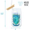 Silver Buffalo Disney Villains Featuring Scar, Maleficent, Ursula, Evil Queen, and Hades Chrome Glass Jar Tumbler with Bamboo Lid and Glass Straw, 16 Ounces(Harry Potter Ravenclaw)
