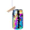 Silver Buffalo Disney Villains Featuring Scar, Maleficent, Ursula, Evil Queen, and Hades Chrome Glass Jar Tumbler with Bamboo Lid and Glass Straw, 16 Ounces(Disney Villains Chrome)