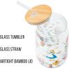 Silver Buffalo Disney Villains Featuring Scar, Maleficent, Ursula, Evil Queen, and Hades Chrome Glass Jar Tumbler with Bamboo Lid and Glass Straw, 16 Ounces(Alice in Wonderland Wild Flowers)