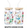 Silver Buffalo Disney Villains Featuring Scar, Maleficent, Ursula, Evil Queen, and Hades Chrome Glass Jar Tumbler with Bamboo Lid and Glass Straw, 16 Ounces(Alice in Wonderland Wild Flowers)
