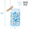 Silver Buffalo Disney Villains Featuring Scar, Maleficent, Ursula, Evil Queen, and Hades Chrome Glass Jar Tumbler with Bamboo Lid and Glass Straw, 16 Ounces(Beauty and the Beast Chip)