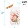 Silver Buffalo Disney Villains Featuring Scar, Maleficent, Ursula, Evil Queen, and Hades Chrome Glass Jar Tumbler with Bamboo Lid and Glass Straw, 16 Ounces(Disney Princess Rapnuzel  Ariel  and Tiana)
