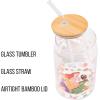 Silver Buffalo Disney Villains Featuring Scar, Maleficent, Ursula, Evil Queen, and Hades Chrome Glass Jar Tumbler with Bamboo Lid and Glass Straw, 16 Ounces(Disney Princess Rapnuzel  Ariel  and Tiana)