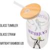 Silver Buffalo Disney Villains Featuring Scar, Maleficent, Ursula, Evil Queen, and Hades Chrome Glass Jar Tumbler with Bamboo Lid and Glass Straw, 16 Ounces(Beetlejuice)