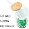 Silver Buffalo Disney Villains Featuring Scar, Maleficent, Ursula, Evil Queen, and Hades Chrome Glass Jar Tumbler with Bamboo Lid and Glass Straw, 16 Ounces(Harry Potter Slytherin)