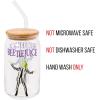 Silver Buffalo Disney Villains Featuring Scar, Maleficent, Ursula, Evil Queen, and Hades Chrome Glass Jar Tumbler with Bamboo Lid and Glass Straw, 16 Ounces(Beetlejuice)