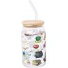 Silver Buffalo Disney Villains Featuring Scar, Maleficent, Ursula, Evil Queen, and Hades Chrome Glass Jar Tumbler with Bamboo Lid and Glass Straw, 16 Ounces(Harry Potter Icons)